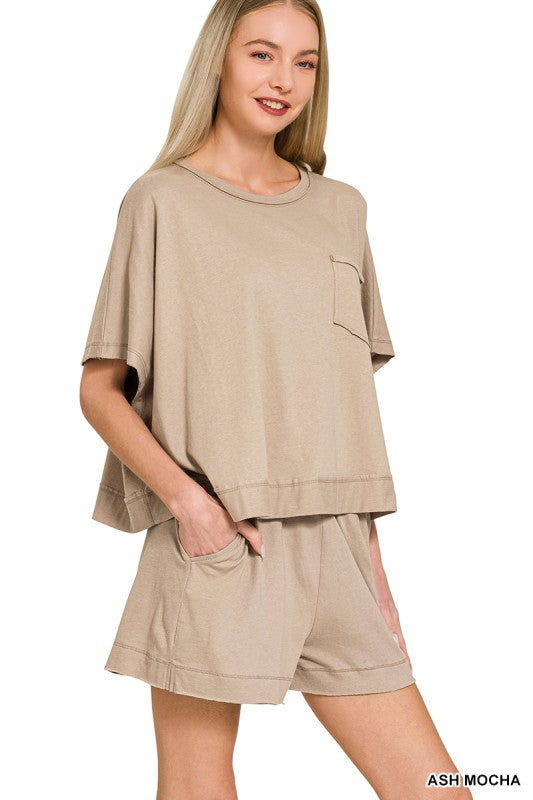 Exposed Seam Boxy Top & Shorts Set