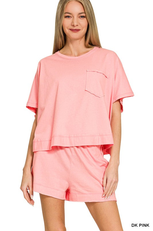 Exposed Seam Boxy Top & Shorts Set