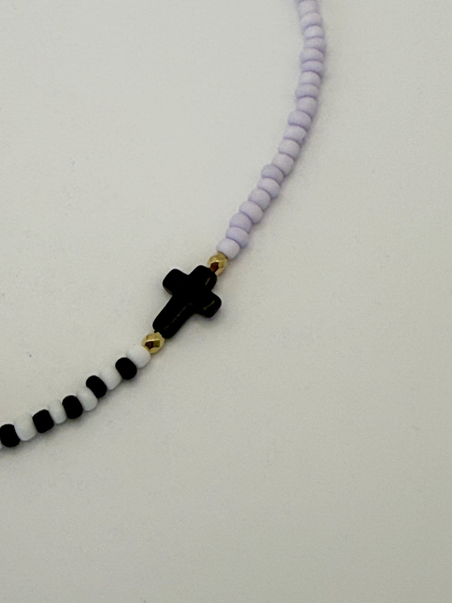Asymmetric Beaded Cross Necklace