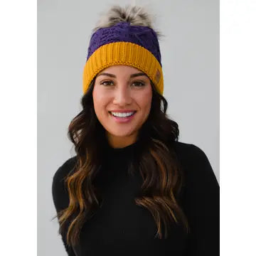 Purple & Gold Ball Stocking Cap