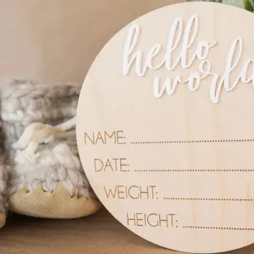 Hello World Wooden Announcement