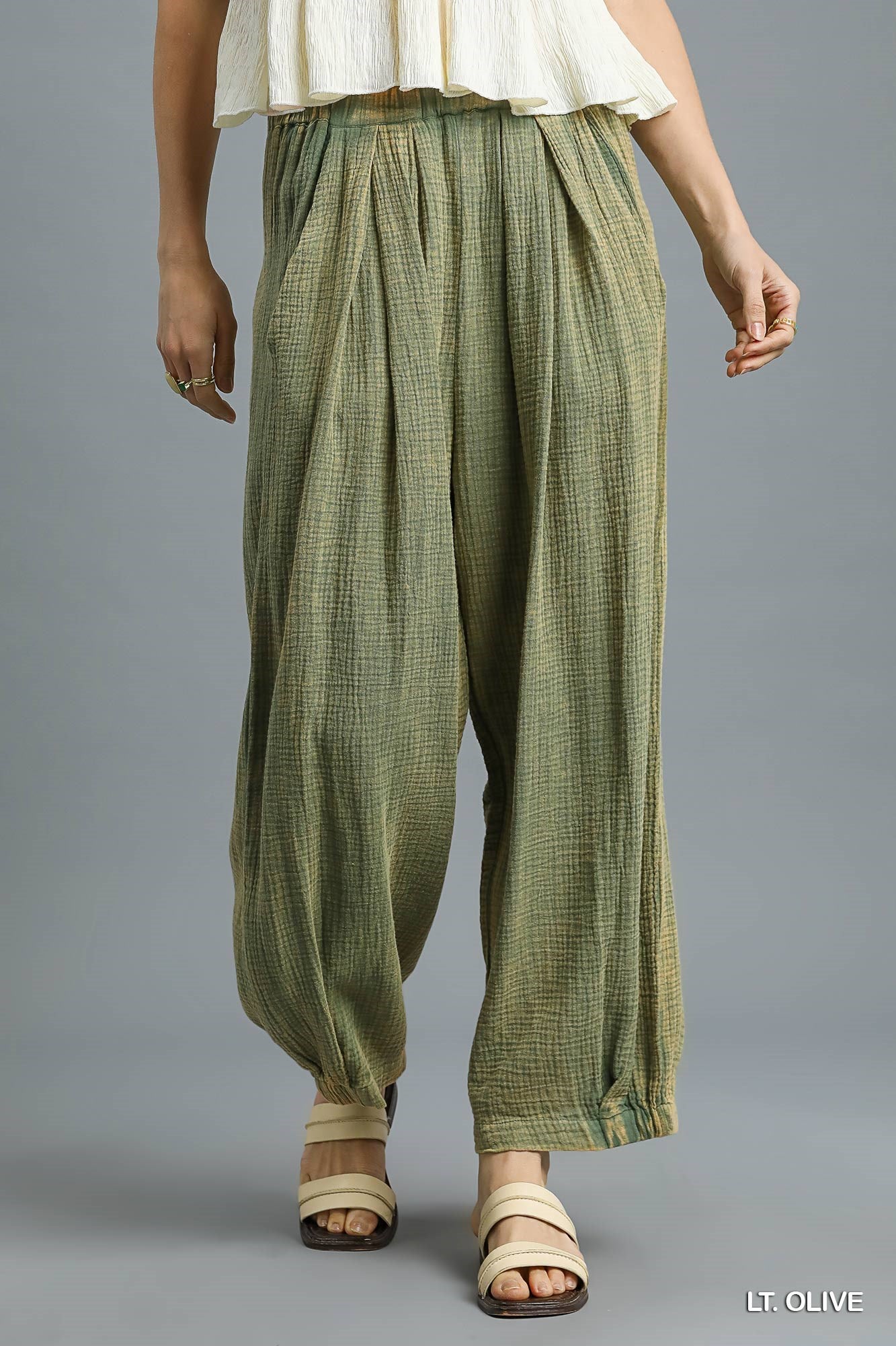 Olive Acid Wash Pants