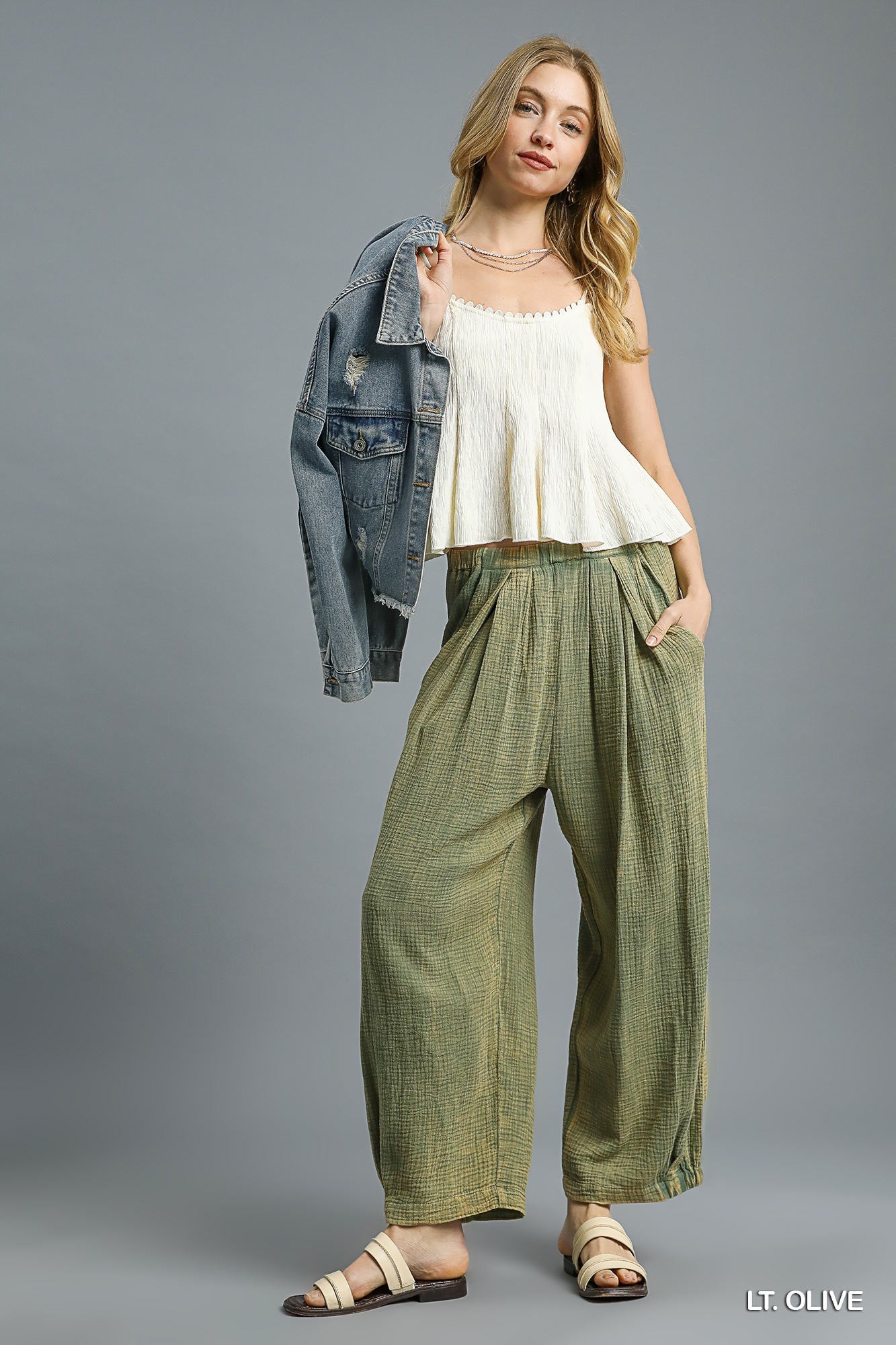 Olive Acid Wash Pants