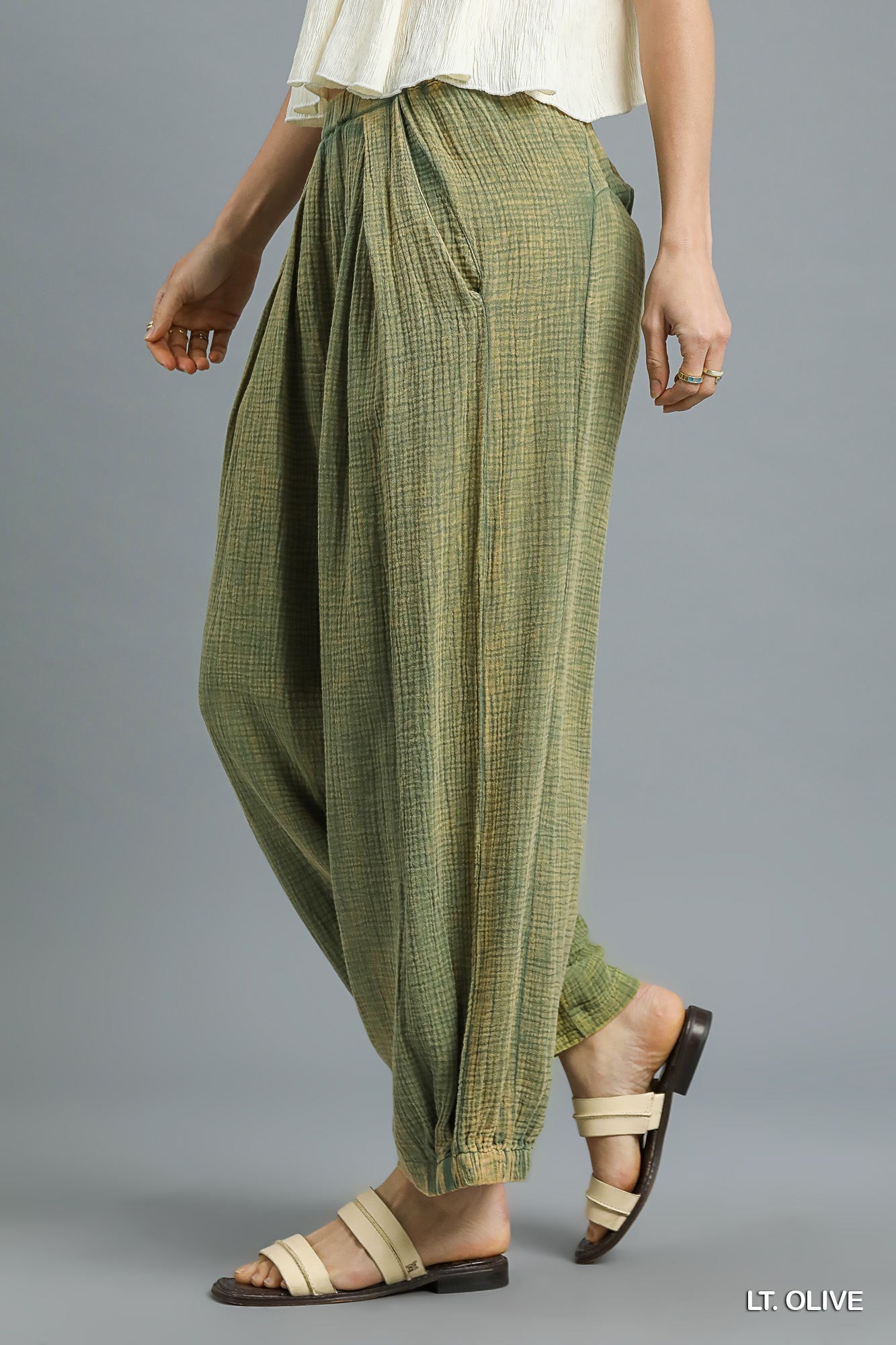 Olive Acid Wash Pants