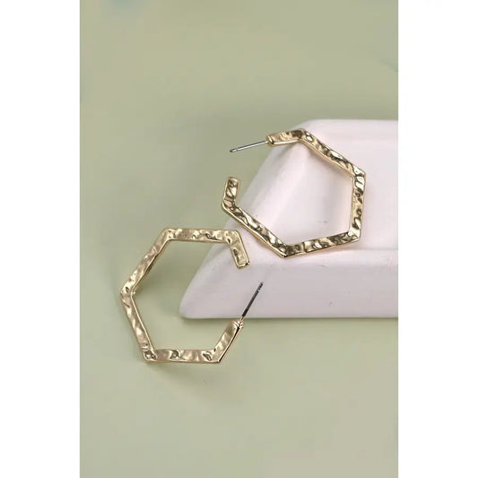 Hammered Hexagon Hoop