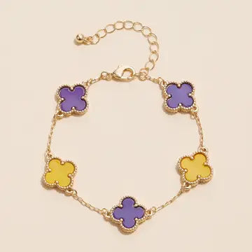 Purple and Gold Flower Bracelet