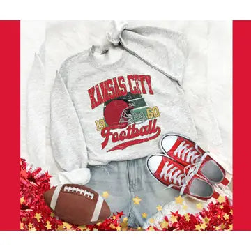 Kansas City Football 1960 Ash Graphic Sweatshirt