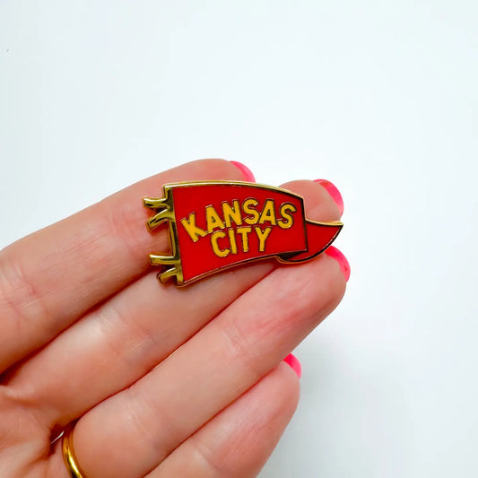 Kansas City Pennant Pin-Red & Gold