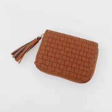 Brown Leather Basketweave Wallet