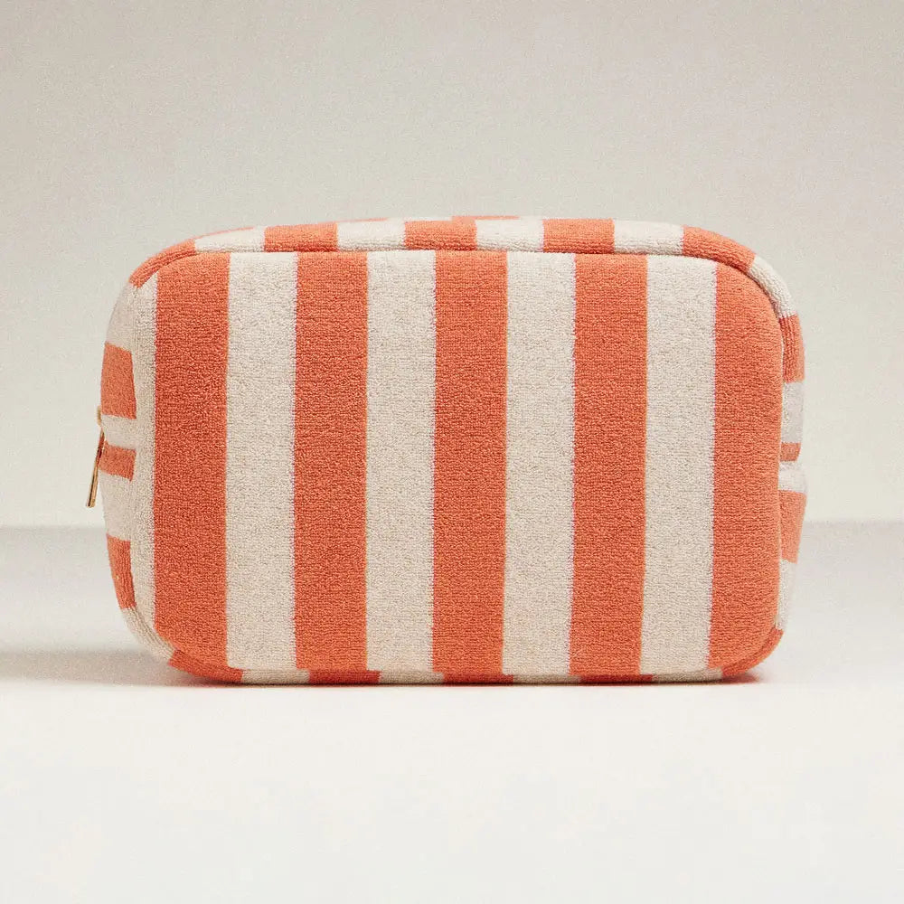 Striped Cosmetic Bag Orange