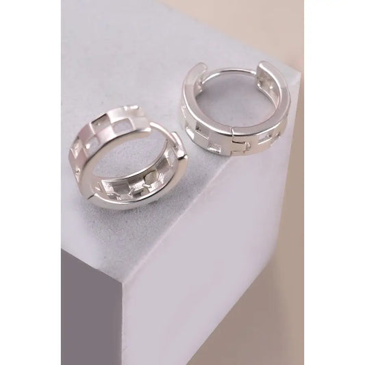 Matte Silver Checkered Hoops