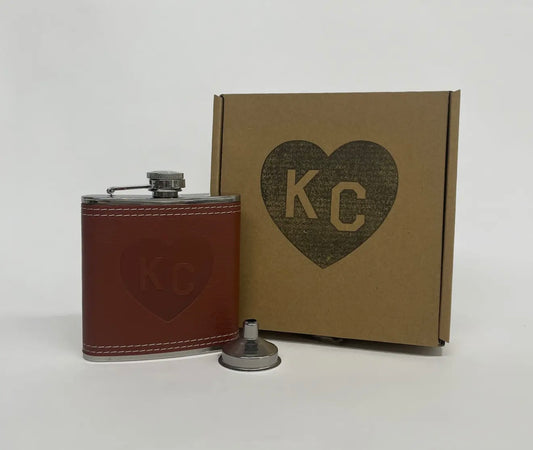 KC Leather Flask with Gift Box
