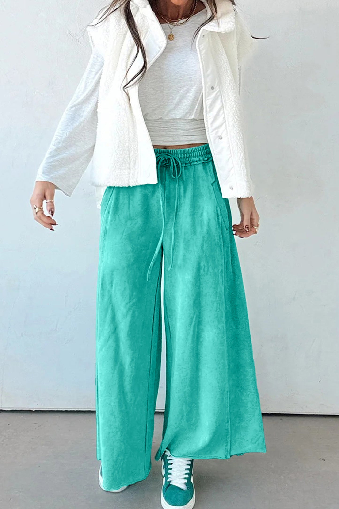 Sea Green Mineral Wash Drawstring Pant