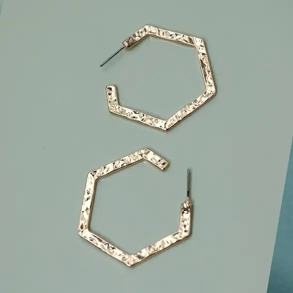 Hammered Hexagon Hoop