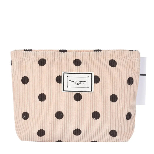 Polka Dot Corduroy Cosmetic Bag