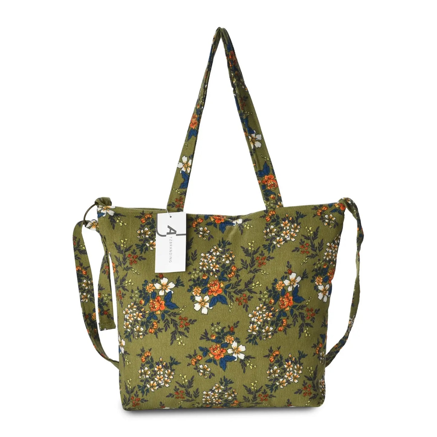 Floral Corduroy Tote Bag